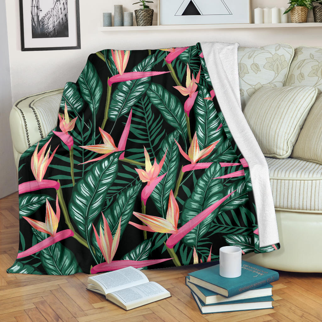 Bird Of Paradise Pattern Print Design BOP03 Fleece Blanket