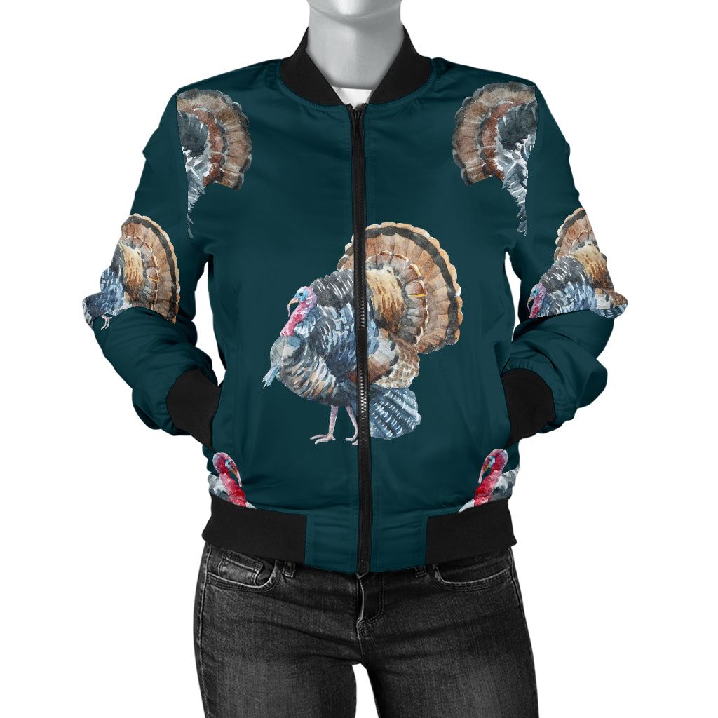 Turkey Pattern Print Design 03 Women's Bomber Jacket