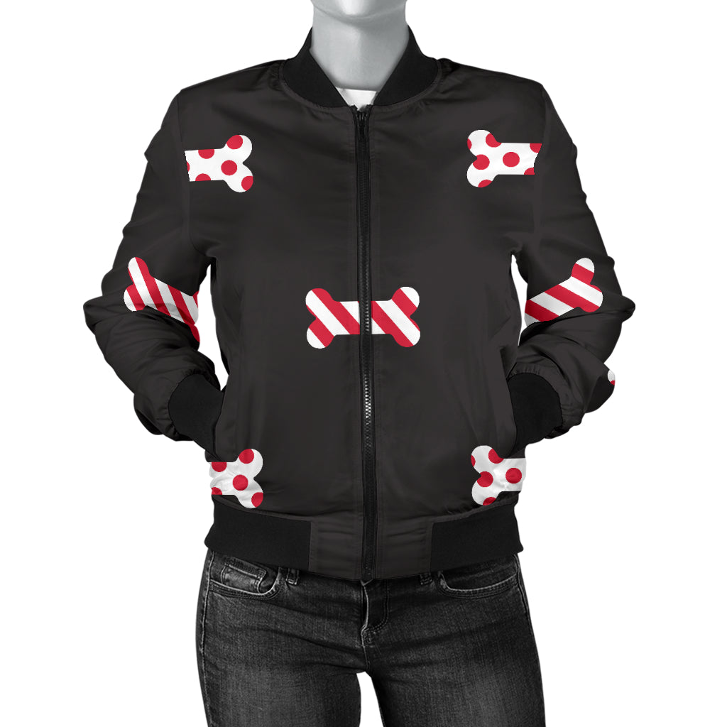 Dog Bone Pattern Print Design 04 Women's Bomber Jacket