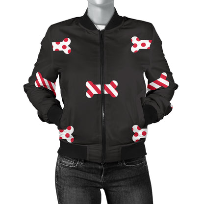 Dog Bone Pattern Print Design 04 Women's Bomber Jacket