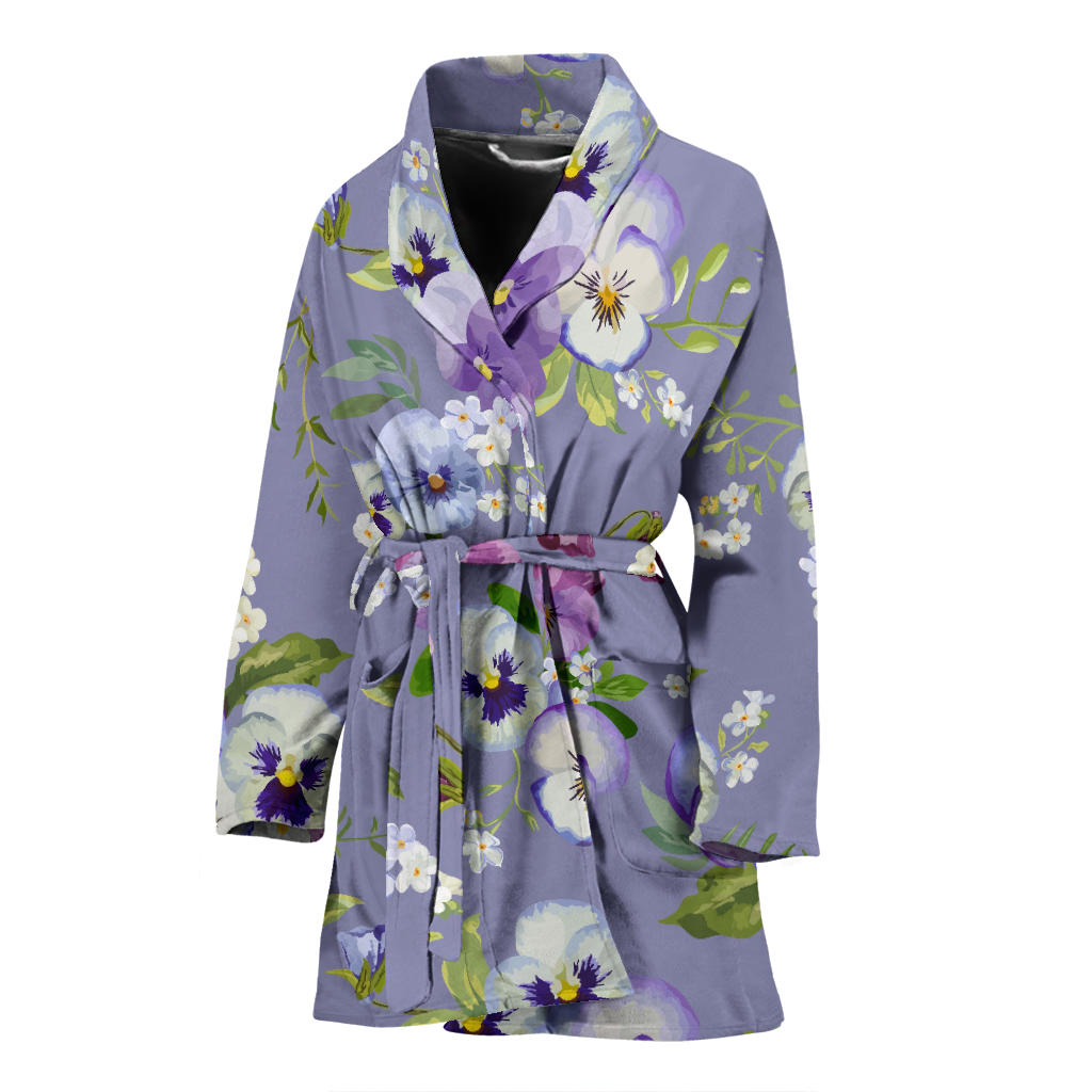 Pansy Pattern Print Design PS05 Women Bathrobe