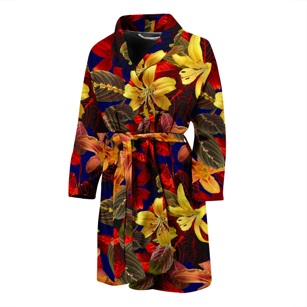 Lily Pattern Print Design LY014 Men Bathrobe