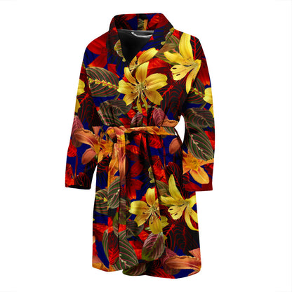 Lily Pattern Print Design LY014 Men Bathrobe