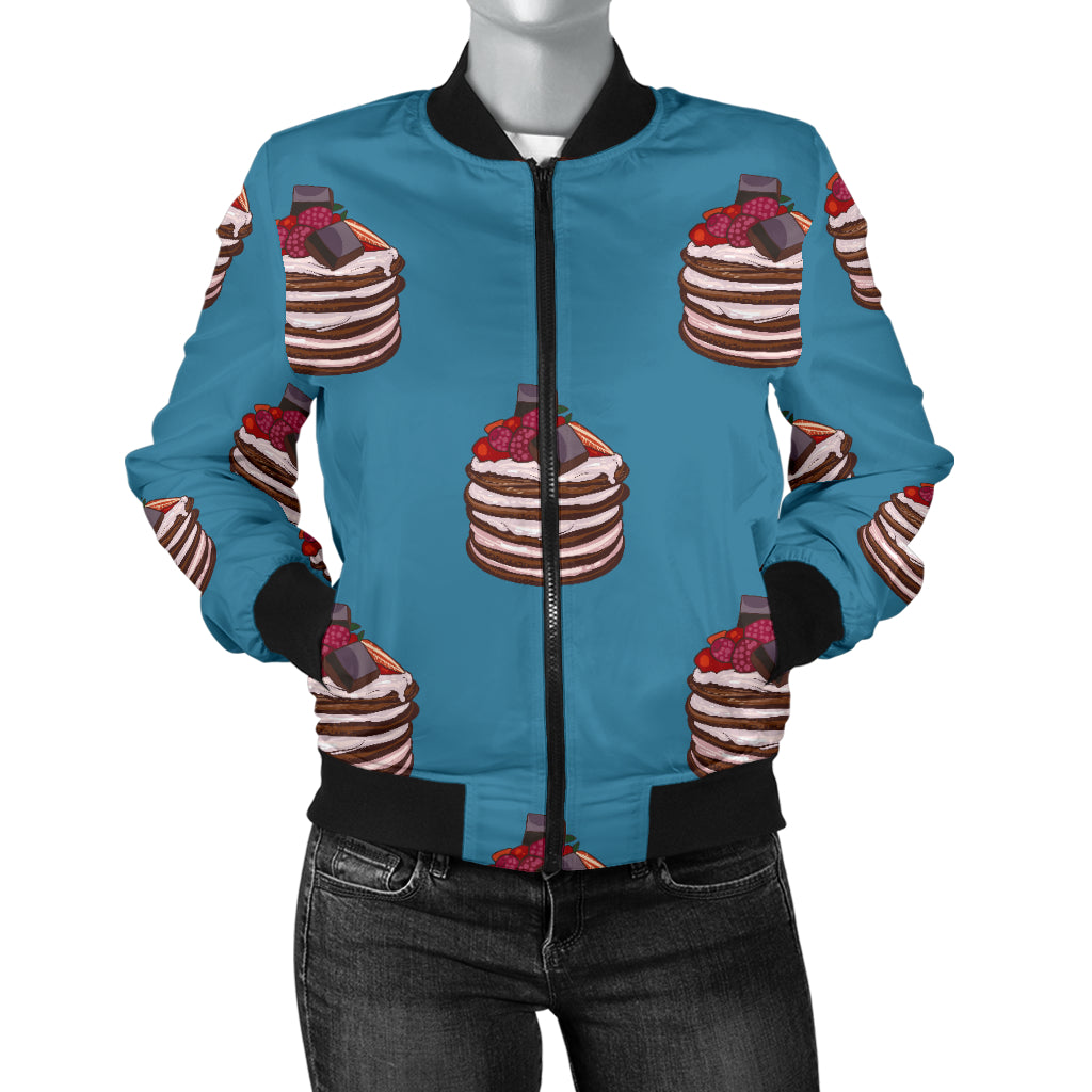 Pancake Pattern Print Design A03 Women's Bomber Jacket