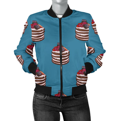 Pancake Pattern Print Design A03 Women's Bomber Jacket
