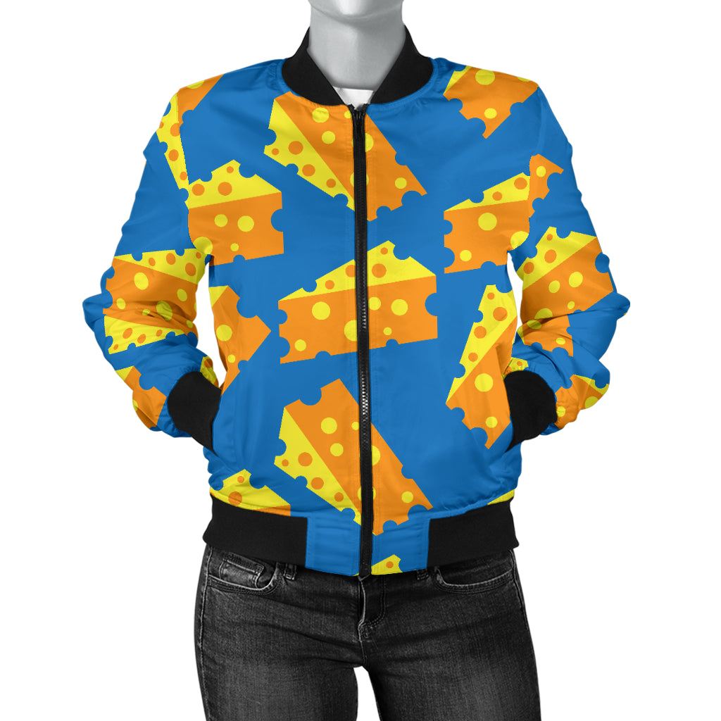 Cheese Pattern Print Design 05 Women's Bomber Jacket