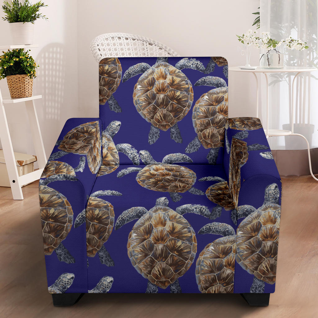 Sea Turtle Pattern Print Design T05 Armchair Slipcover