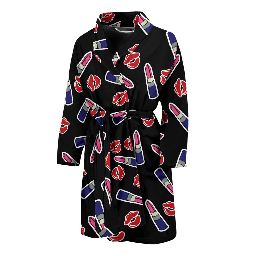 Lipstick Pattern Print Design LT01 Men Bathrobe