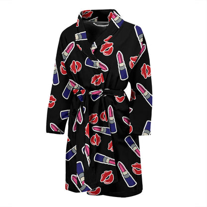 Lipstick Pattern Print Design LT01 Men Bathrobe