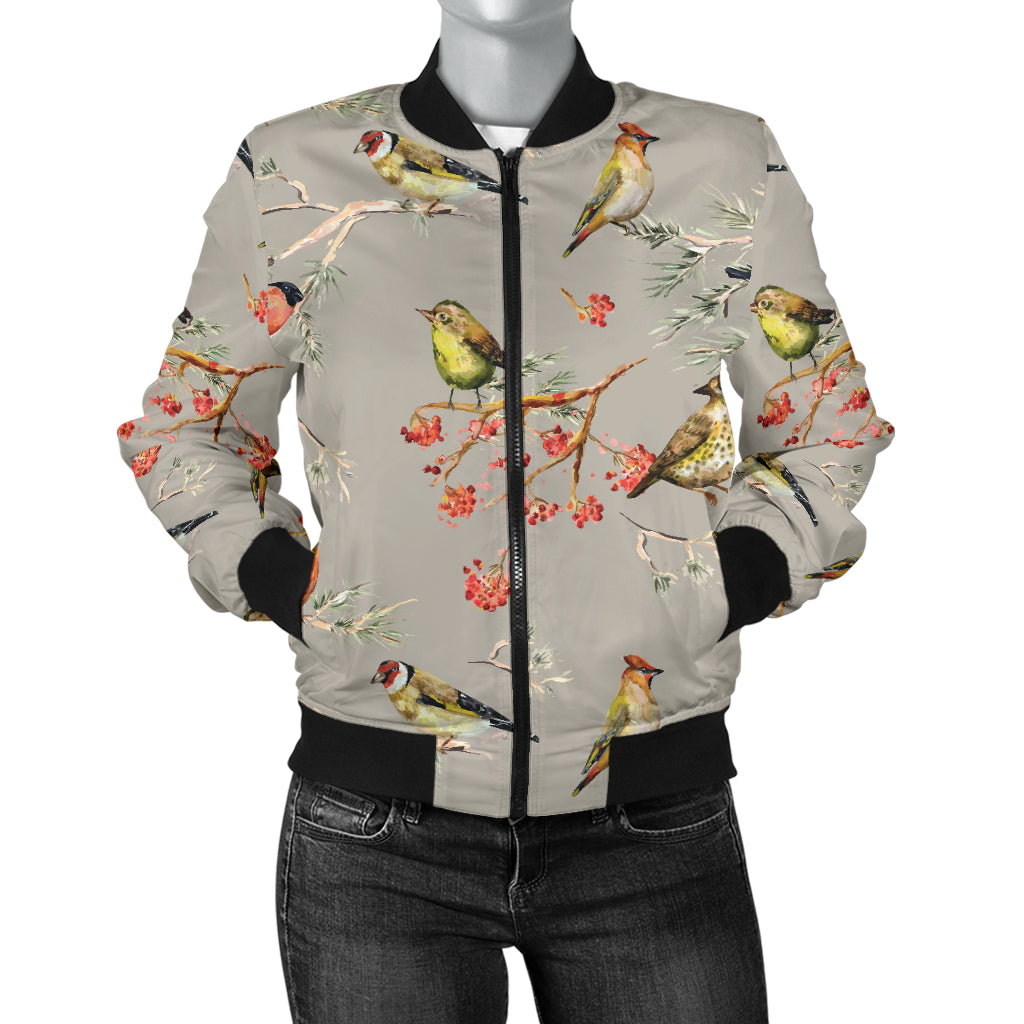 Birds Pattern Print Design 03 Women's Bomber Jacket