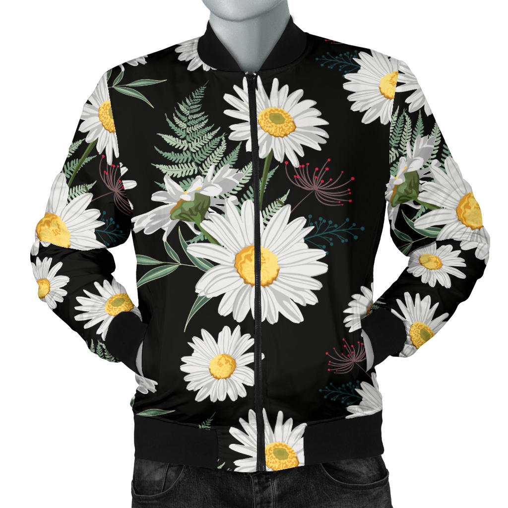 Daisy Pattern Print Design DS07 Men Bomber Jacket