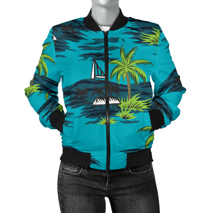 Pacific island Pattern Print Design A01 Women's Bomber Jacket