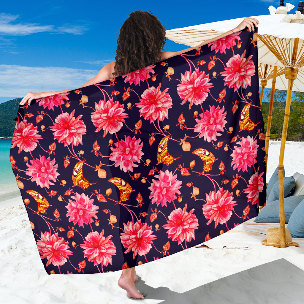 Dahlia Pattern Print Design DH03 Sarong Pareo Wrap