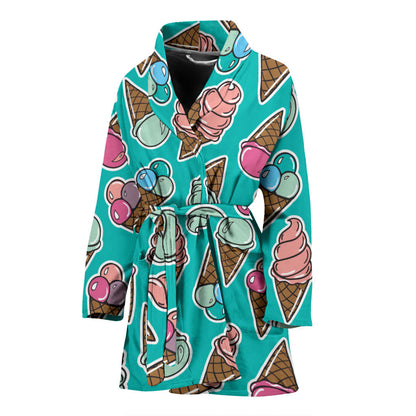 Ice Cream Pattern Print Design IC01 Women Bathrobe