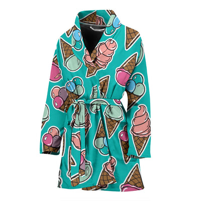 Ice Cream Pattern Print Design IC01 Women Bathrobe