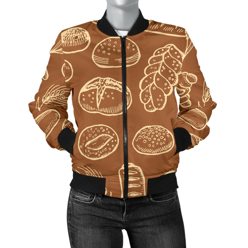 Bread Pattern Print Design 03 Women's Bomber Jacket