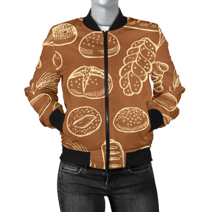 Bread Pattern Print Design 03 Women's Bomber Jacket
