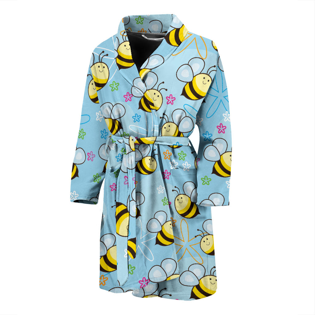 Bee Pattern Print Design BEE03 Men Bathrobe