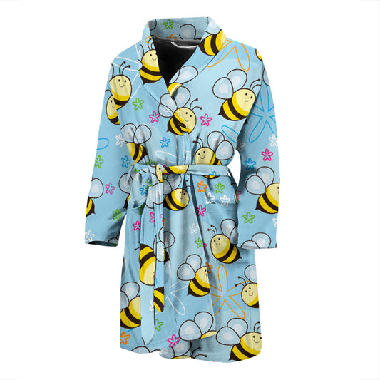 Bee Pattern Print Design BEE03 Men Bathrobe