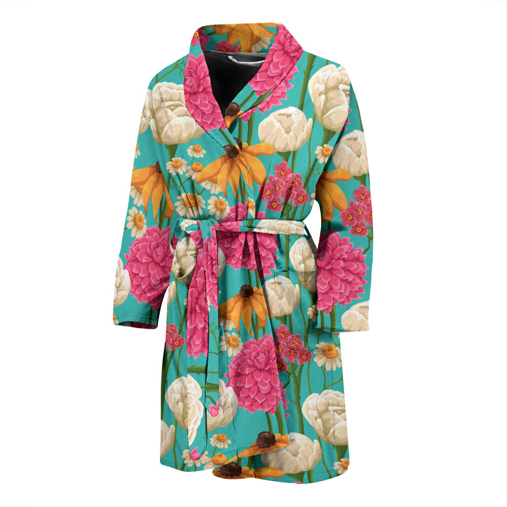 Summer Floral Pattern Print Design SF07 Men Bathrobe
