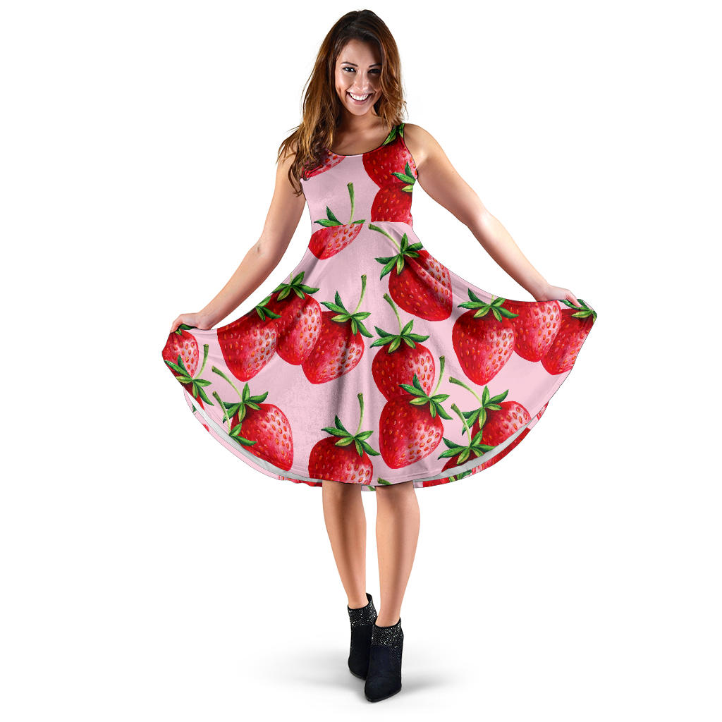 Strawberry Pattern Print Design SB03 Midi Dress