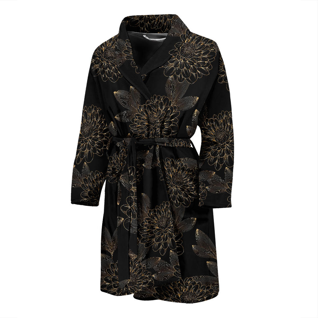 Dahlia Pattern Print Design DH04 Men Bathrobe