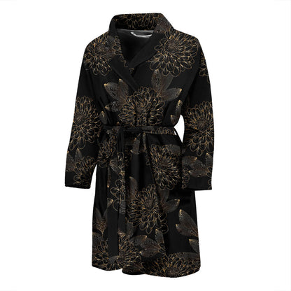 Dahlia Pattern Print Design DH04 Men Bathrobe