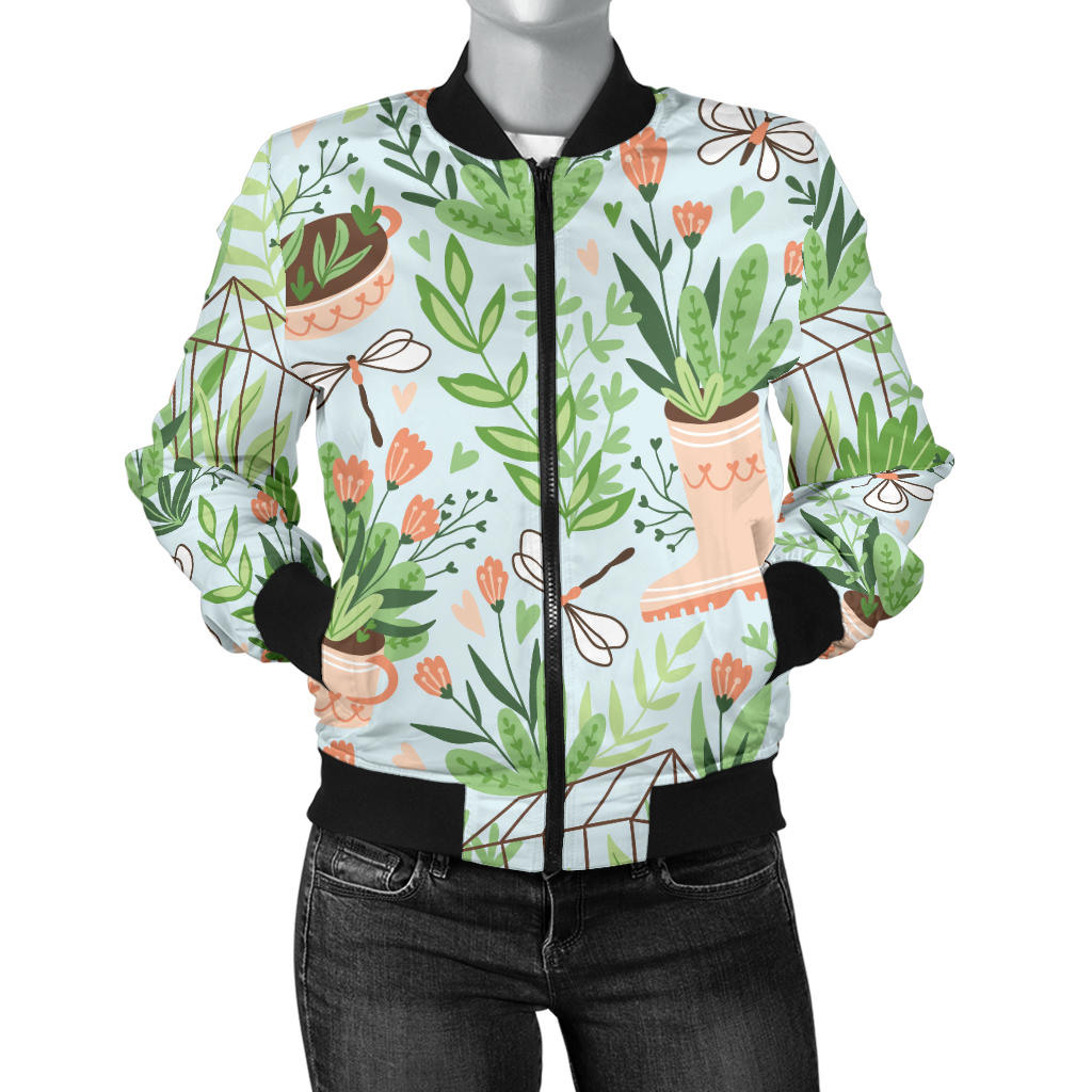 Gardening Pattern Print Design G04 Women Bomber Jacket