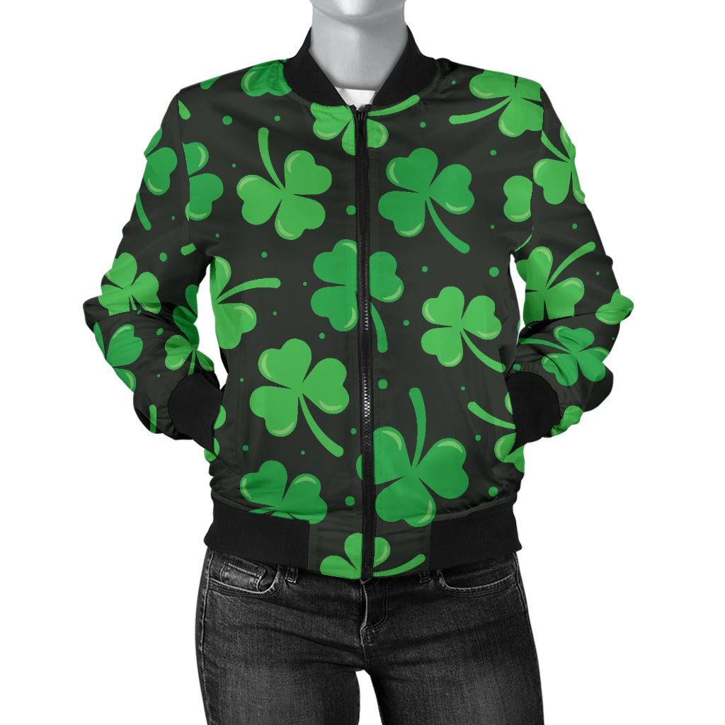 Clover Pattern Print Design 04 Women's Bomber Jacket