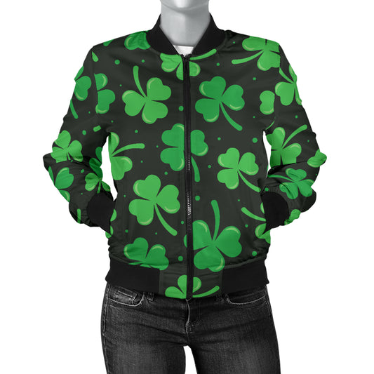 Clover Pattern Print Design 04 Women's Bomber Jacket