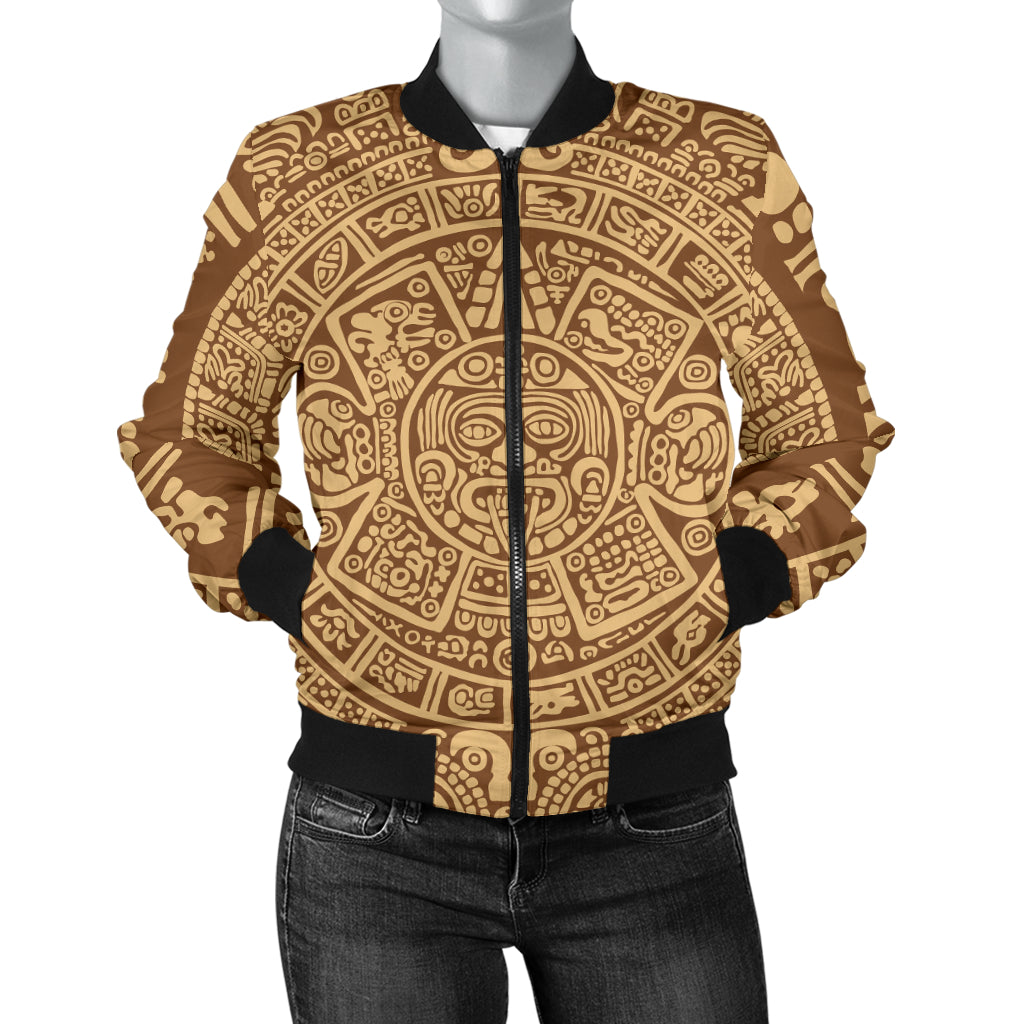 Mayan Pattern Print Design 01 Women's Bomber Jacket