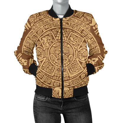 Mayan Pattern Print Design 01 Women's Bomber Jacket