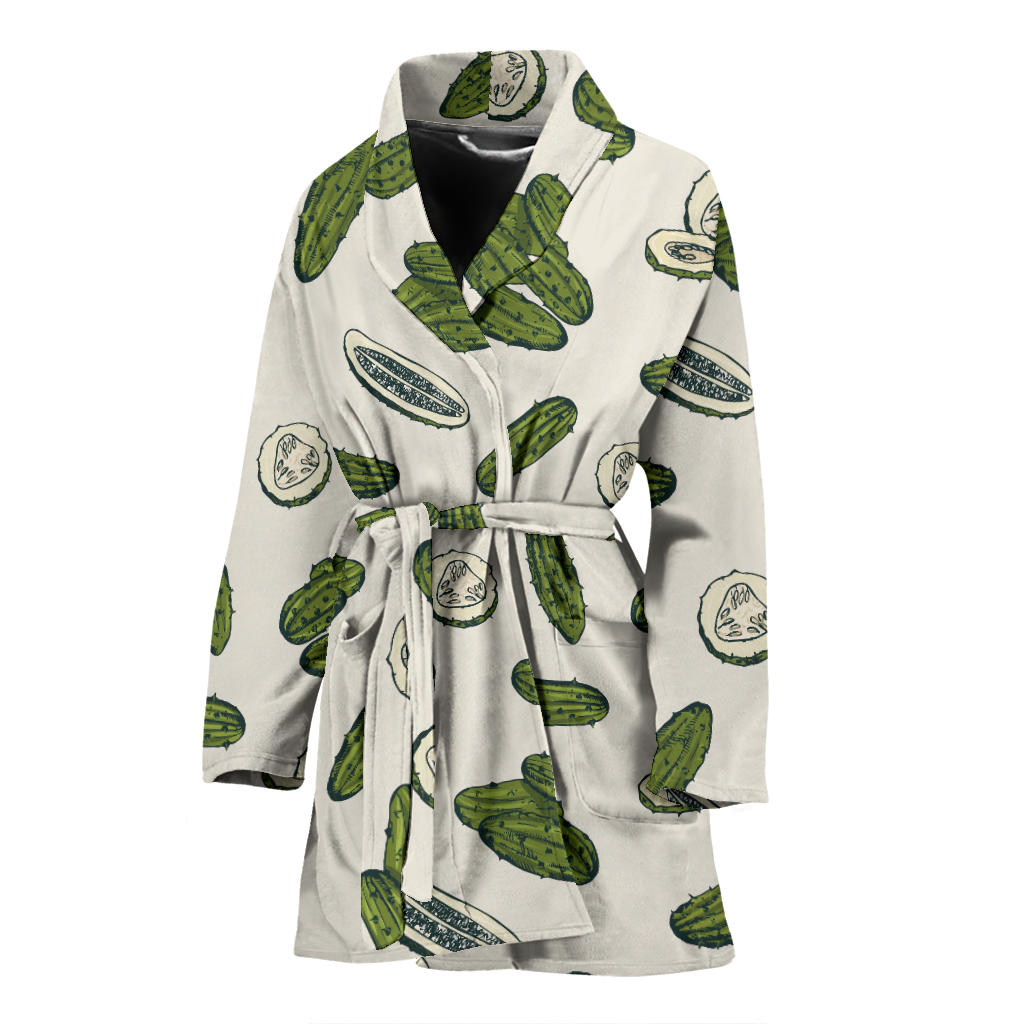 Cucumber Pattern Print Design CC05 Women Bathrobe