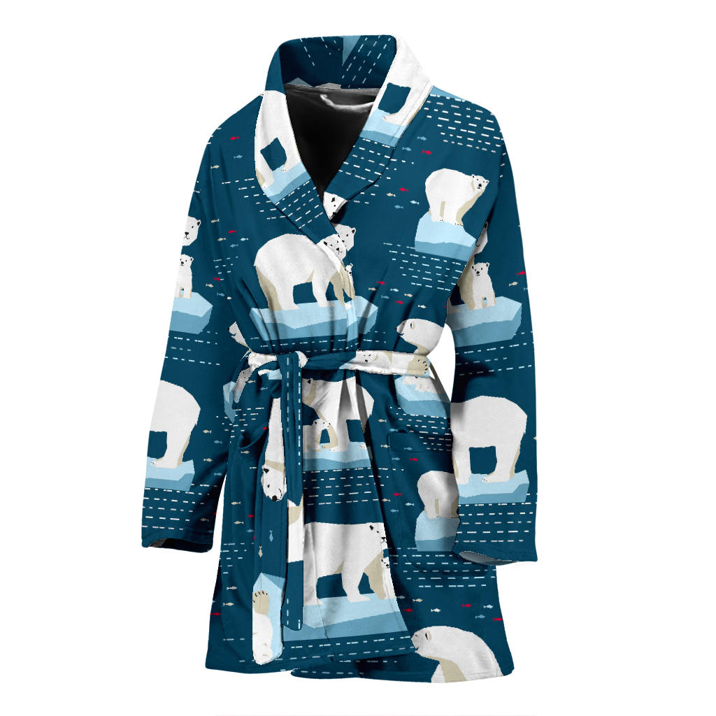 Polar Bear Pattern Print Design PB02 Women Bathrobe