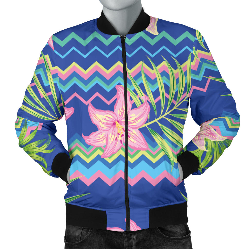 Lily Pattern Print Design LY015 Men Bomber Jacket