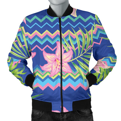 Lily Pattern Print Design LY015 Men Bomber Jacket