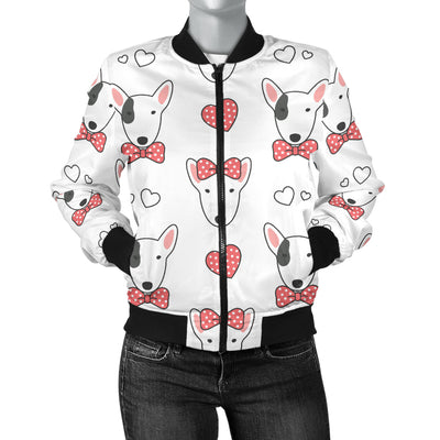 Bull Terriers Pattern Print Design 08 Women's Bomber Jacket