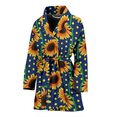 Sunflower Pattern Print Design SF03 Women Bathrobe