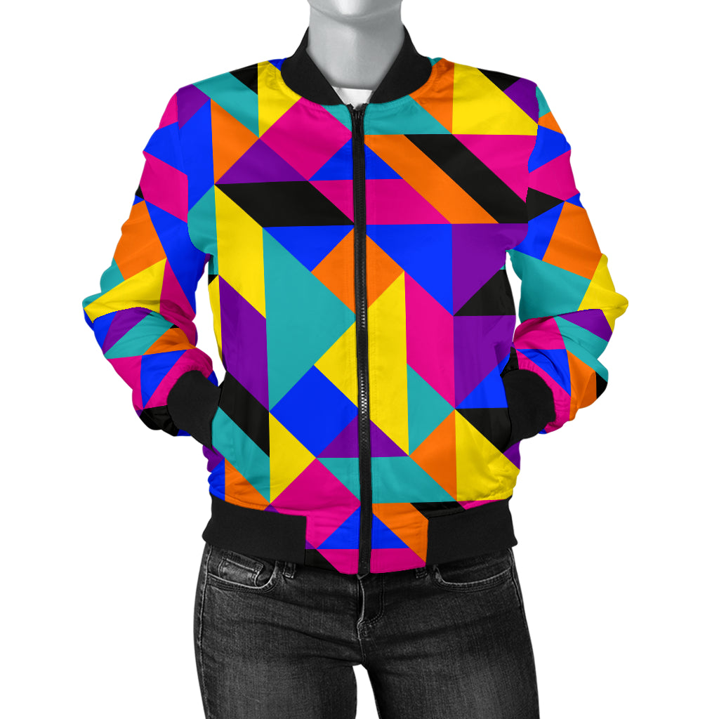90s Colorful Pattern Print Design 1 Women's Bomber Jacket
