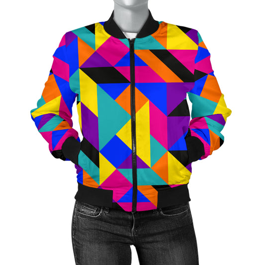 90s Colorful Pattern Print Design 1 Women's Bomber Jacket