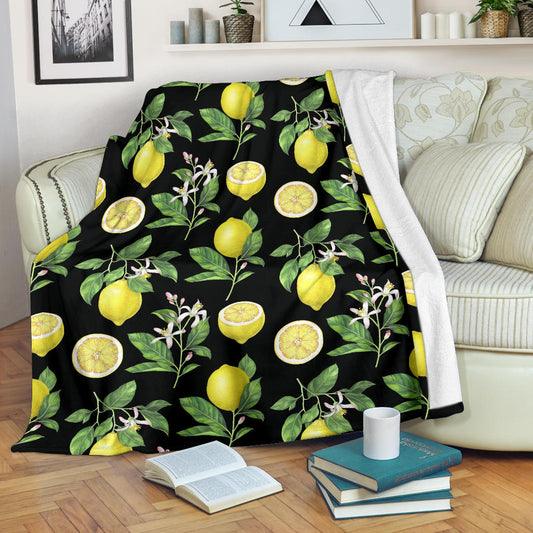 Lemon Pattern Print Design LM02 Fleece Blanket