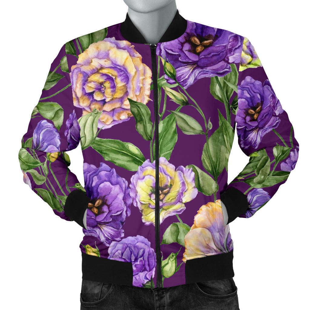 Lisianthus Pattern Print Design LT03 Men Bomber Jacket
