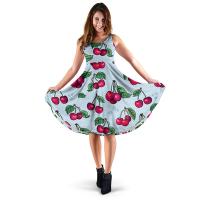 Cherry Pattern Print Design CH01 Midi Dress