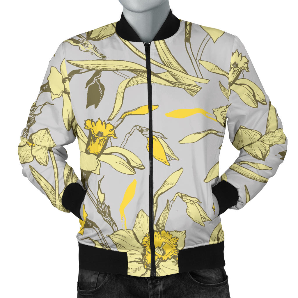 Daffodils Pattern Print Design DF05 Men Bomber Jacket