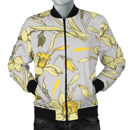 Daffodils Pattern Print Design DF05 Men Bomber Jacket