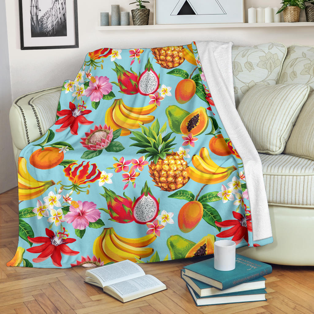 Tropical Fruits Pattern Print Design TF01 Fleece Blanket