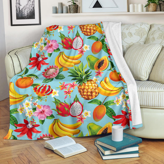 Tropical Fruits Pattern Print Design TF01 Fleece Blanket