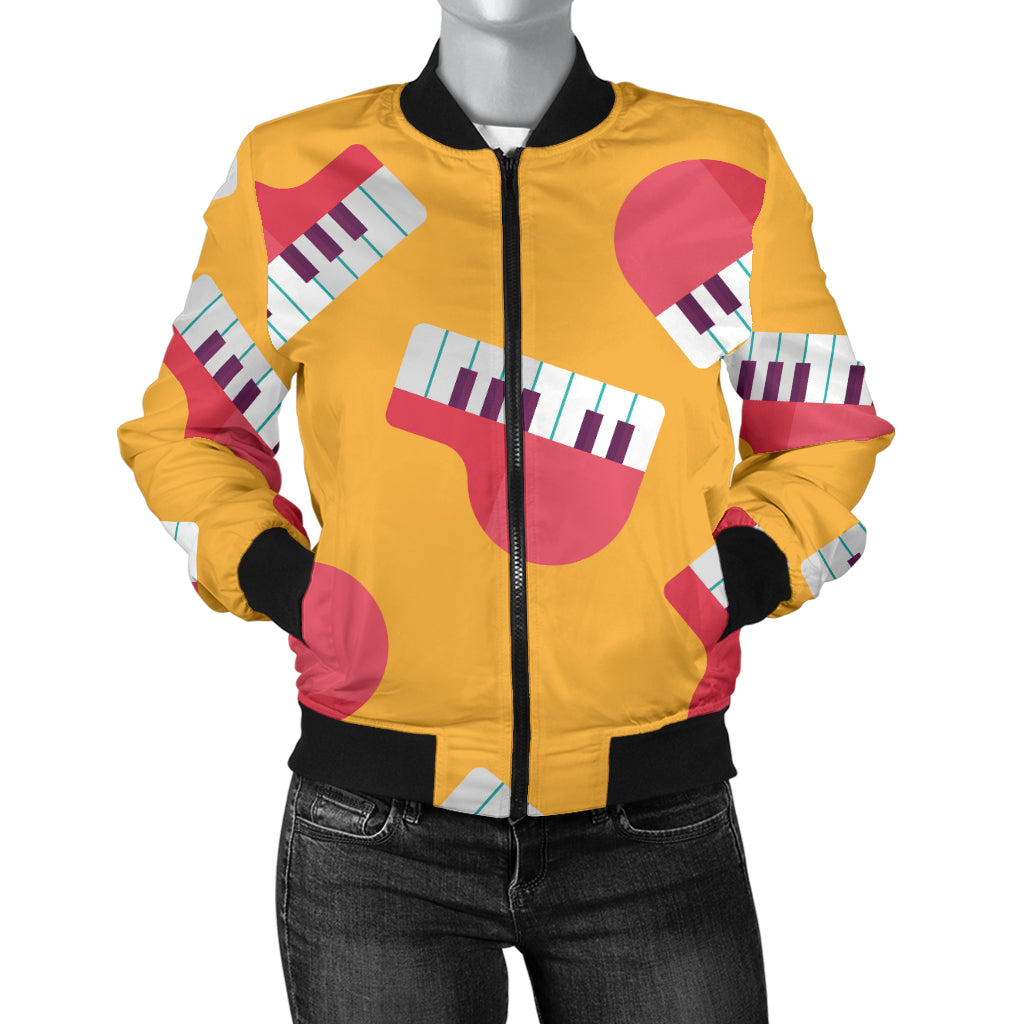 Piano Pattern Print Design 02 Women's Bomber Jacket