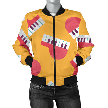 Piano Pattern Print Design 02 Women's Bomber Jacket