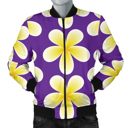 Yellow Plumeria Pattern Print Design PM05 Men Bomber Jacket
